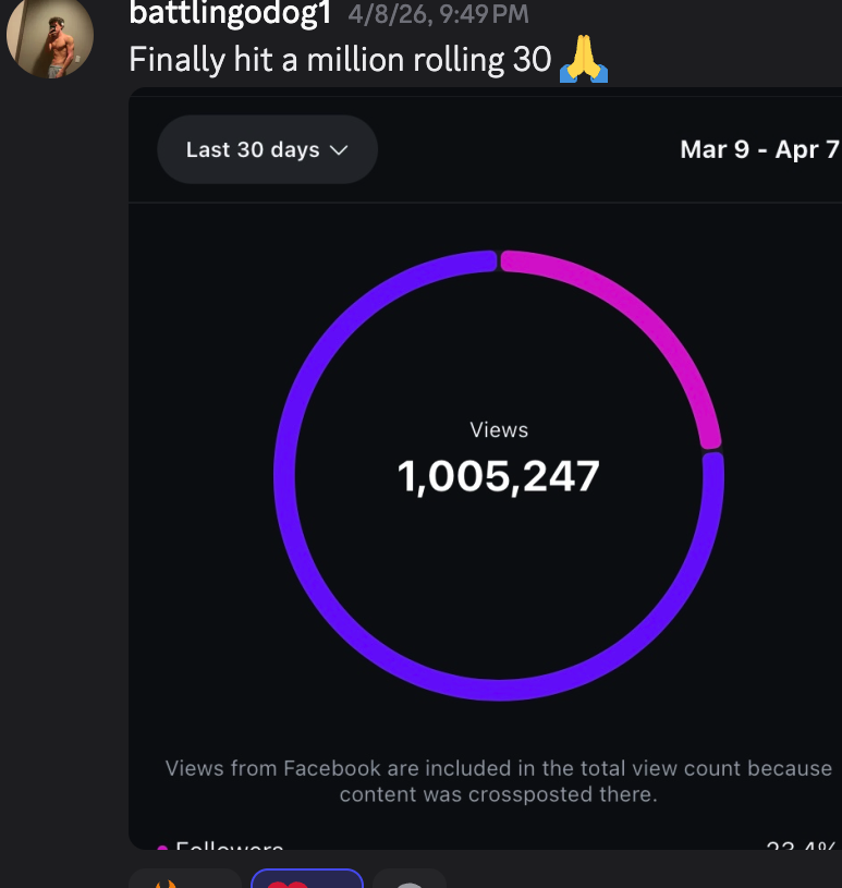 battlingodog1: finally hit a million — 1,005,247 views